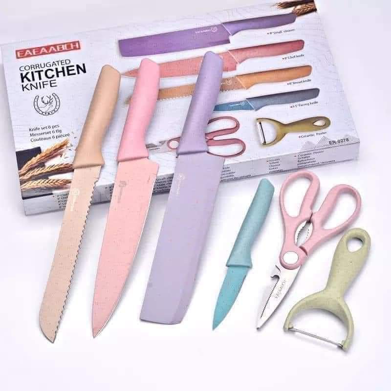 Set x5 Cuchillos de cocina color pastel
