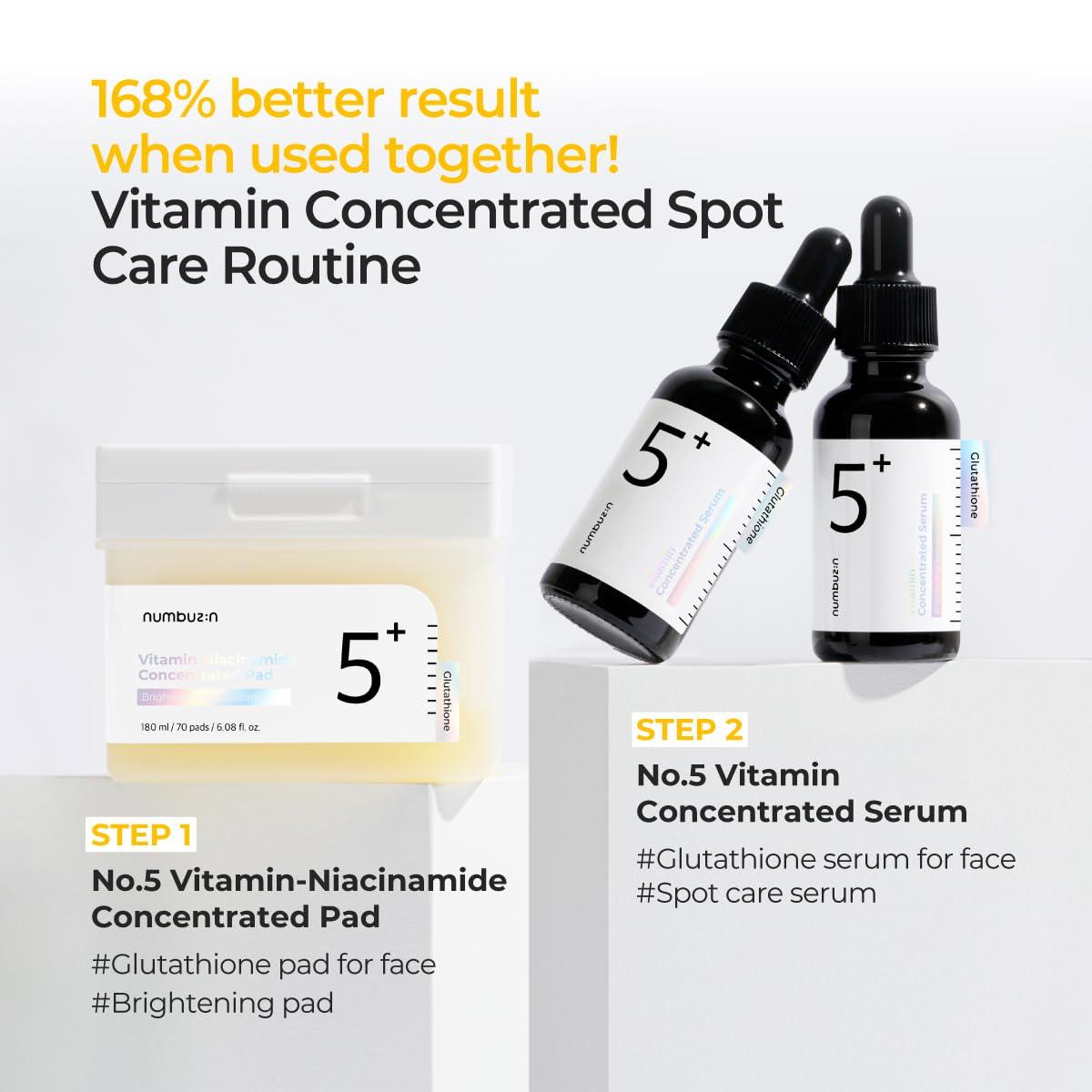 Numbuzin No.5 Vitamin-Niacinamide Pad 70 Almohadillas Concentradas de Vitamina 5 y Niacinamida