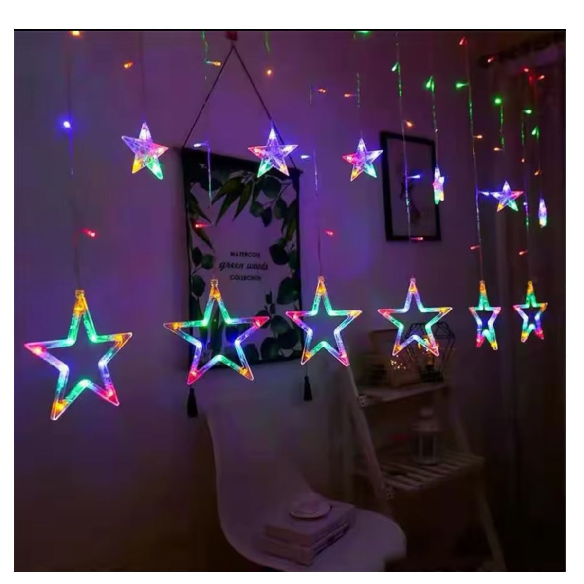 Luces de Navidad en Cascada - Estrellas Luz Multicolor