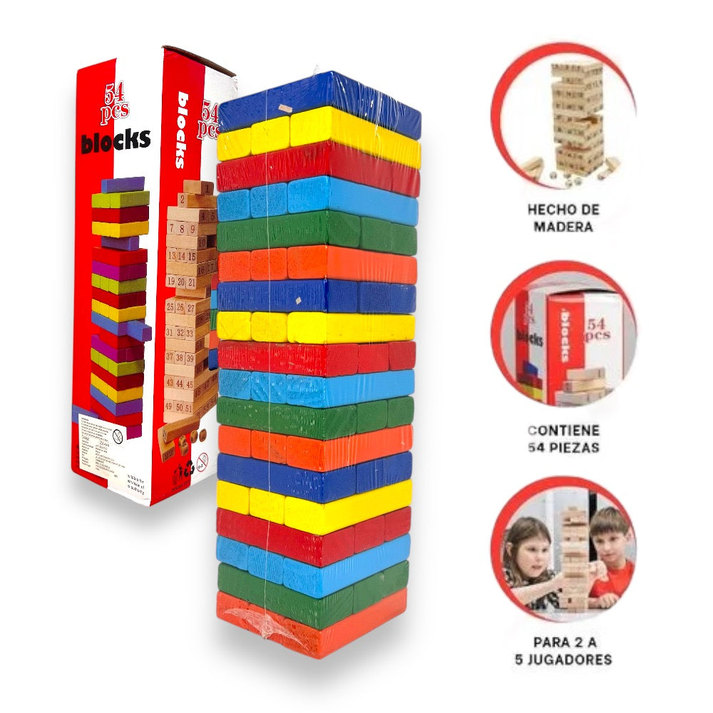 Jenga de Colores de Madera