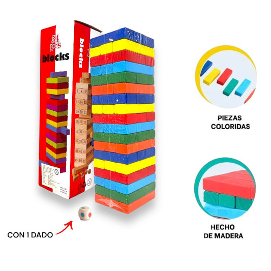 Jenga de Colores de Madera