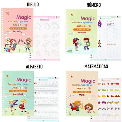 Set 4 Cuadernos de Caligrafía Mágicos Reutilizable ESPAÑOL - El Baúl de mamá