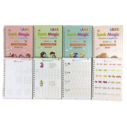 Set 4 Cuadernos de Caligrafía Mágicos Reutilizable ESPAÑOL - El Baúl de mamá