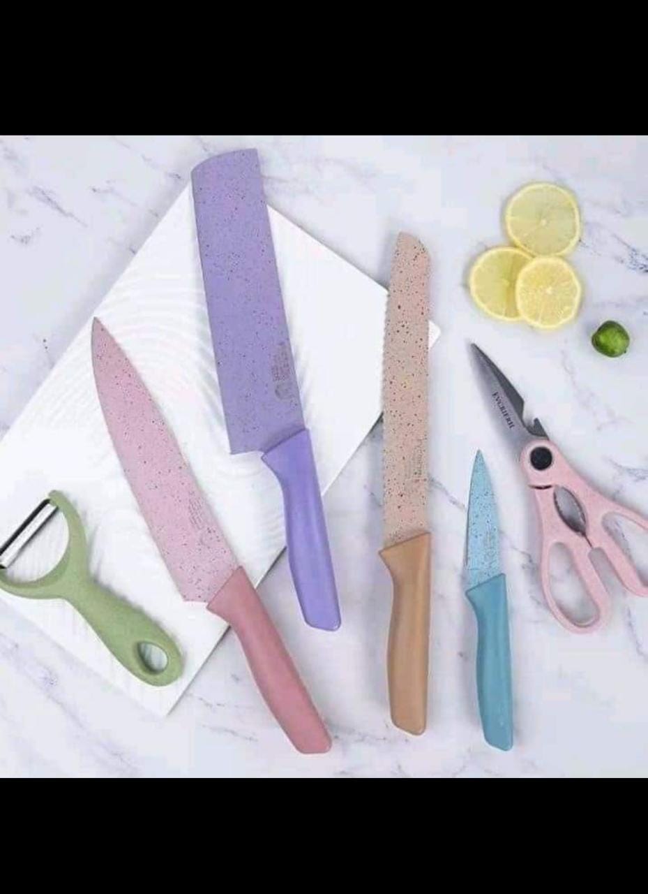 Set x5 Cuchillos de cocina color pastel