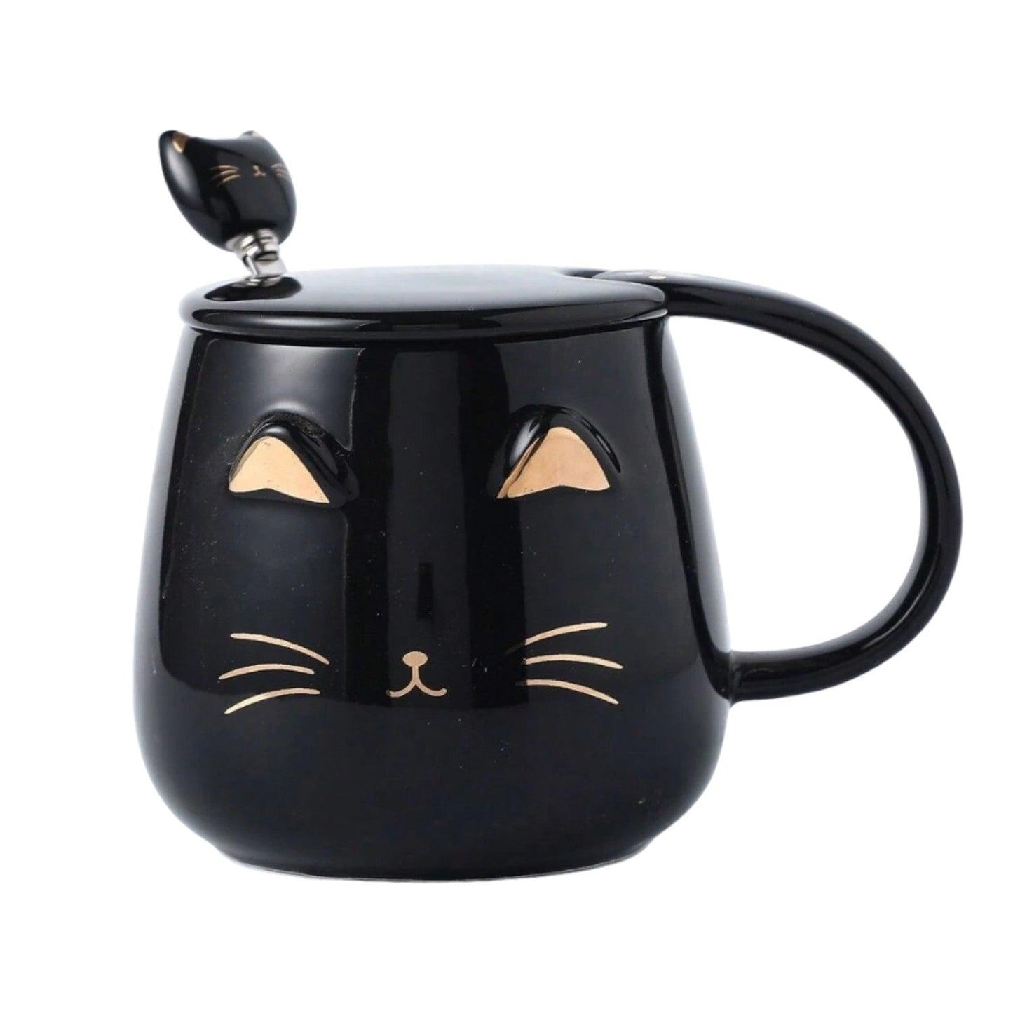 Tazas De Gatito con tapa y cucharita