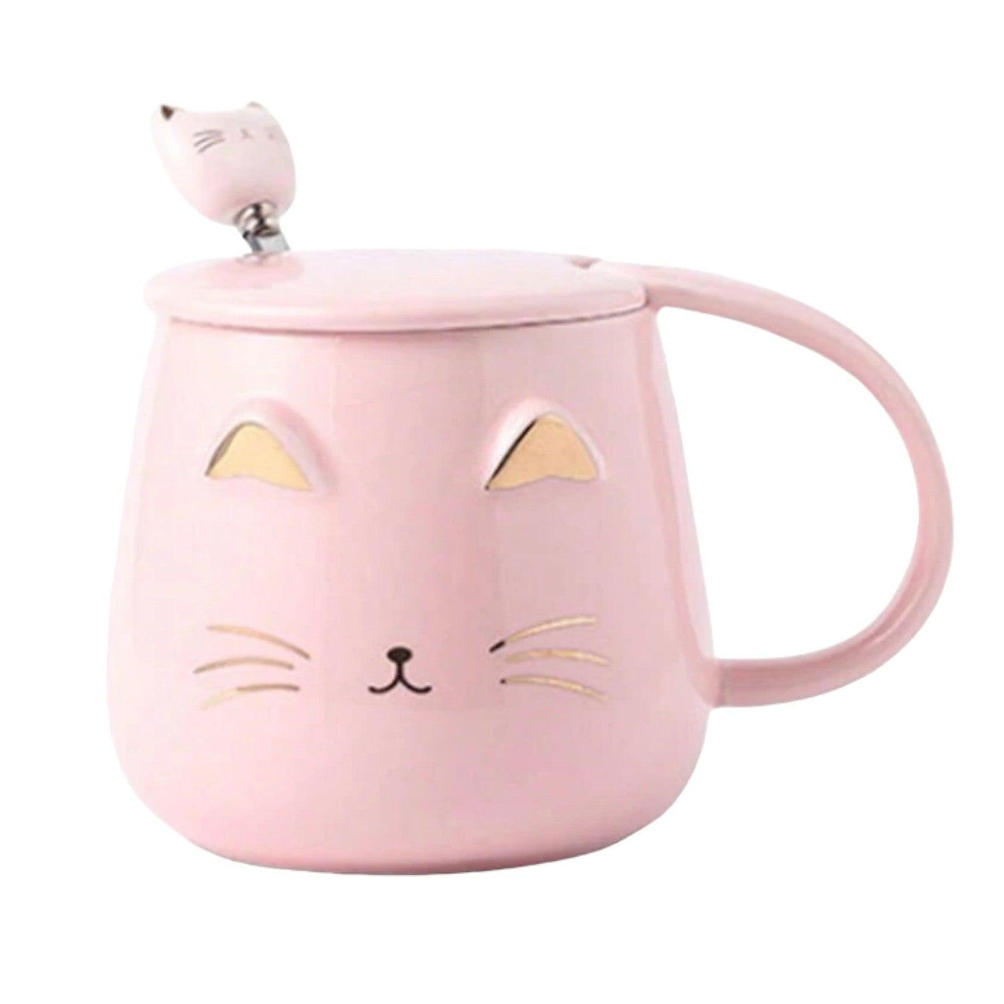 Tazas De Gatito con tapa y cucharita